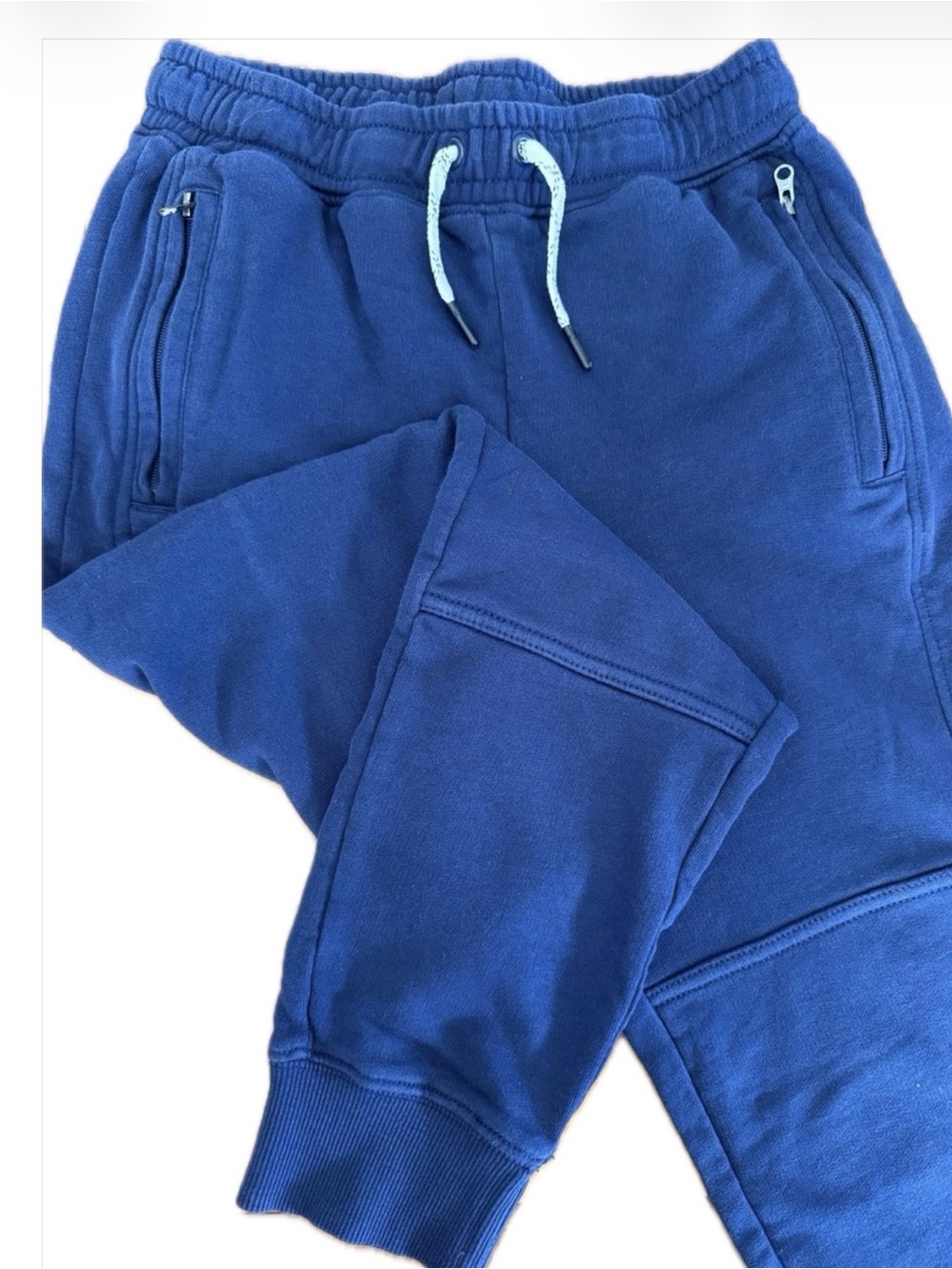 Hanna Andersson Slim Fit French Terry Double Knee Sweatpants, Navy Blue, 130 (8)